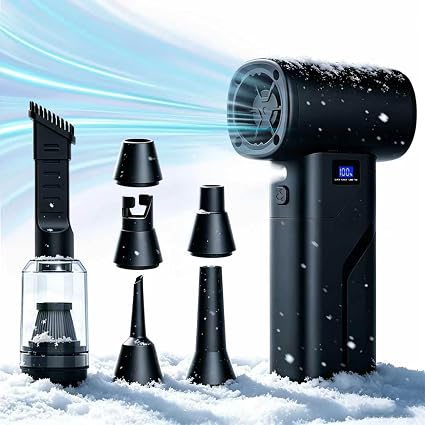 2-in-1 Vacuum and Blower, 110,000 RPM Compressed Air Duster, 160g Powerful Jet Dry Blower, Smart LED Display & Magnetic 