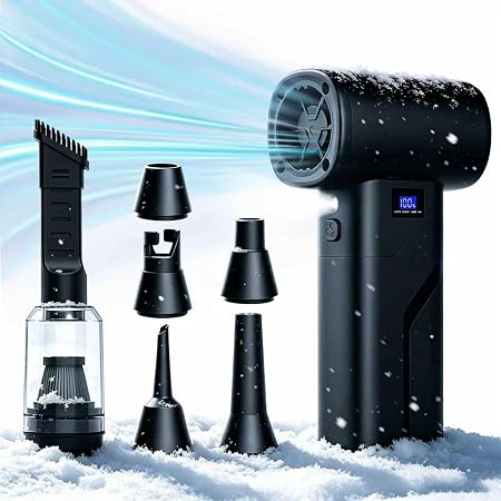 2-in-1 Vacuum and Blower, 110,000 RPM Compressed Air Duster, 160g Powerful Jet Dry Blower, Smart LED Display & Magnetic 