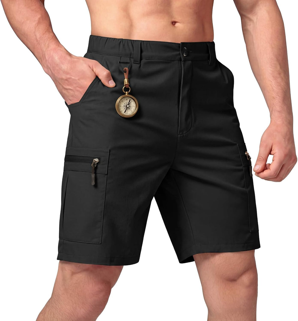 Mens Hiking Cargo Shorts 9 Inch Inseam Quick Dry