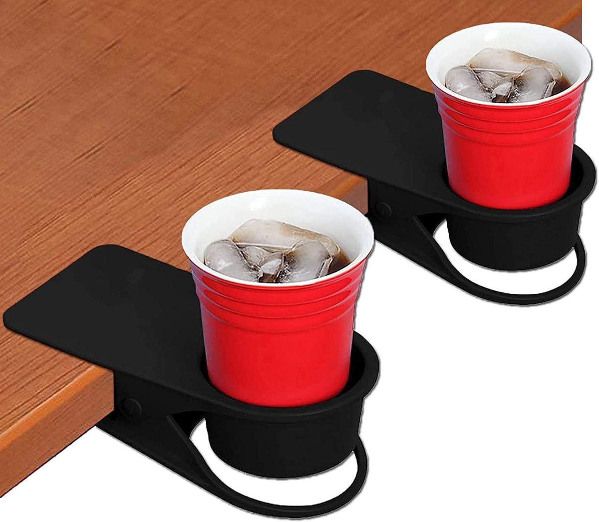 2PCS Clip on Cup Holder for Chair, Desk Drink Holder Clamp, Black