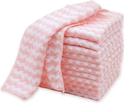 12PACK Soft Dish Cloths, Microfiber Cleaning Cloths: All-Purpose Washing/Lint Free/Absorbent/Quick Dry Reusable Washable