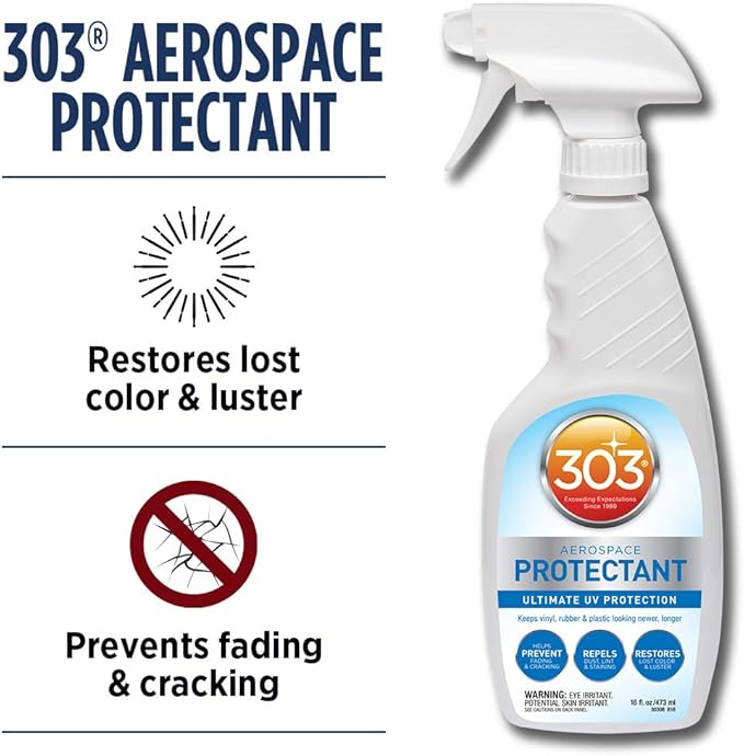 303 Products Aerospace Protectant Spray, UV Protection for Outdoor Surfaces – Protects Vinyl, Plastic & Rubber, Repels Dust & Dirt, Matte Finish, 16 oz (6-Pack)
