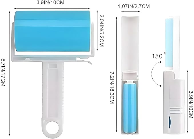 Washable Reusable Lint Roller 3 Pack, Portable Travel Sticky Dog Cat Hair Remover Cleaner with Cover Include Large and Mini Size for Clothes, Pet Hairs, Carseats