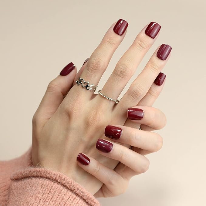 Nail Polish Strips, 32PCS Salon Quality Wraps, Long Lasting Gel Nail Stickers for Women Easy Apply& Remove (Vinery Dark Red)