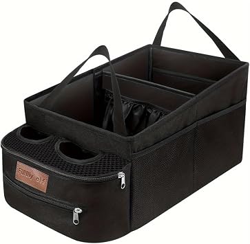 FUNNy elf Collapsible Car Backseat Organizer with 4 Cup Holders