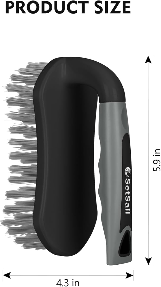 SetSail Scrub Brush, Heavy-Duty Scrub Brushes for Cleaning with Stiff Bristles Cleaning Brush for Shower, Bathroom, Carpet, Kitchen and Bathtub Scrubber - 2 Pack（Black Grey）