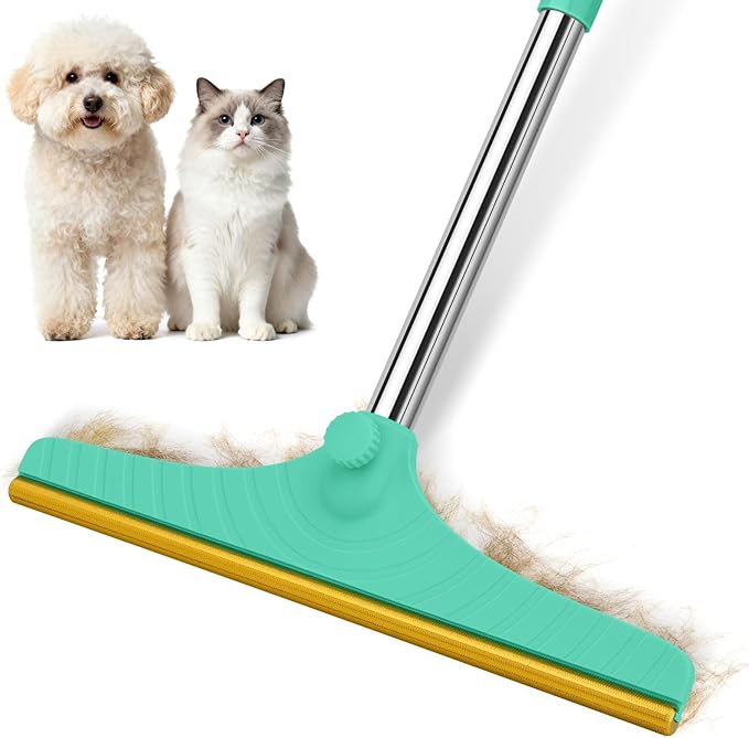 58" Adjustable Long Handle Carpet Rake - Carpet Rake for Pet Hair Removal,Reusable Pet Hair Removal Tool, Cat Dog Hairs Carpet Broom Rakes