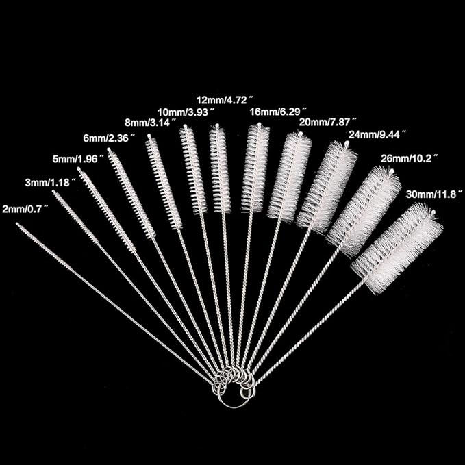 DECORA Drinking Straws Cleaning Brushes Nylon Pipe Cleaner Brush Kits for Assorted Size Straws Pack of 12