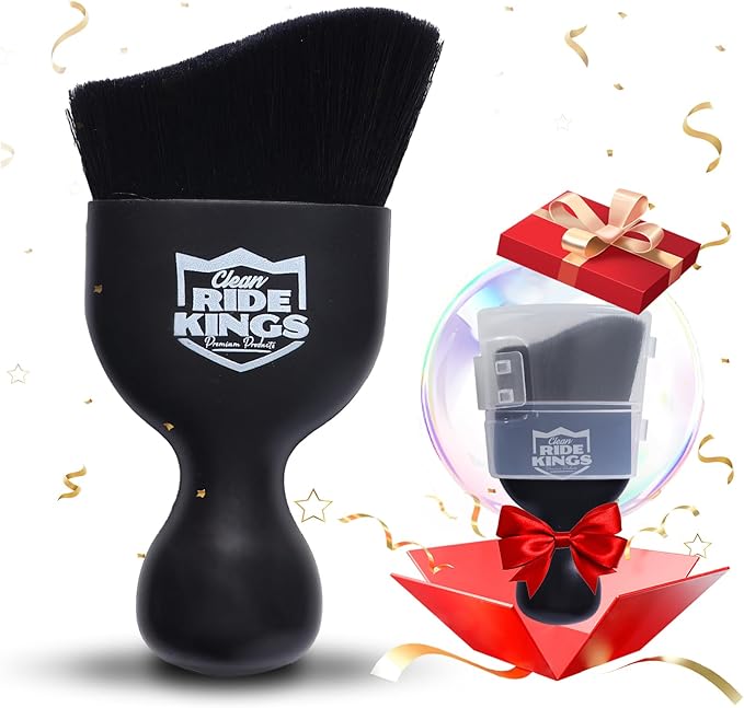 Car Interior Detailing Brush, Soft Bristle Auto Dashboard Dust Cleaner with Cover for Car Vents, Leather & Computer, Cleaning Supplies Gifts for Men Women - Black