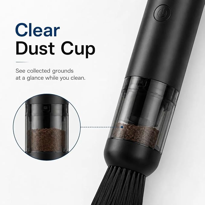 Coffee Grinder Vacuum Cleaner, Rechargeable Mini Vacuum for Coffee Grounds, Espresso Machine & Barista Station Cleaning Tool with 4 Attachments, Portable Desktop Cleaner for Home Baristas