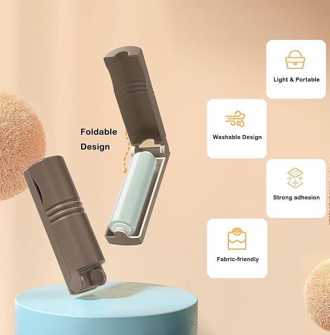 Mini Reusable Lint Roller for Travel, 6 Pack Washable Foldable Lint Remover with Sticky Gel, Portable, Compact and Easy to Clean for Clothes and Luggage Use
