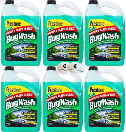 6 Pack Prestone Windshield Washer Fluid With Bug Wash 1 Gallon Jugs Stickers