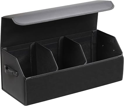 AUTOARK Leather Car Trunk Organizer,Durable Collapsible Adjustable Compartments Cargo Storage,Extra Large Capacity,AK-15