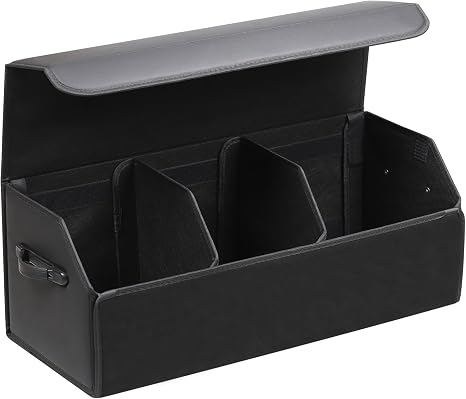 AUTOARK Leather Car Trunk Organizer,Durable Collapsible Adjustable Compartments Cargo Storage,Extra Large Capacity,AK-15
