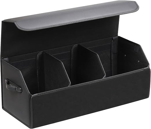 AUTOARK Leather Car Trunk Organizer,Durable Collapsible Adjustable Compartments Cargo Storage,Extra Large Capacity,AK-15
