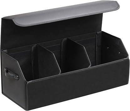 AUTOARK Leather Car Trunk Organizer,Durable Collapsible Adjustable Compartments Cargo Storage,Extra Large Capacity,AK-15