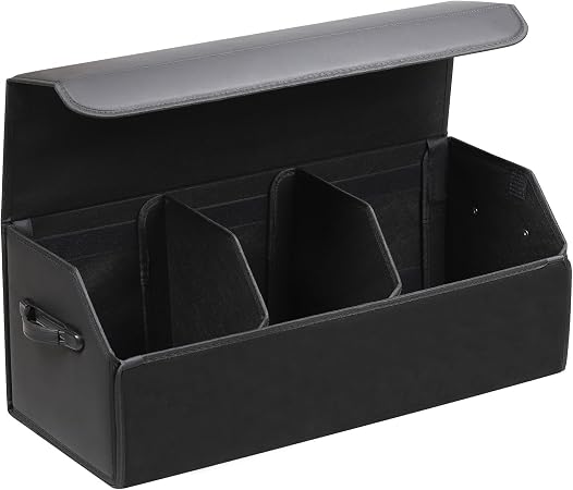AUTOARK Leather Car Trunk Organizer,Durable Collapsible Adjustable Compartments Cargo Storage,Extra Large Capacity,AK-15