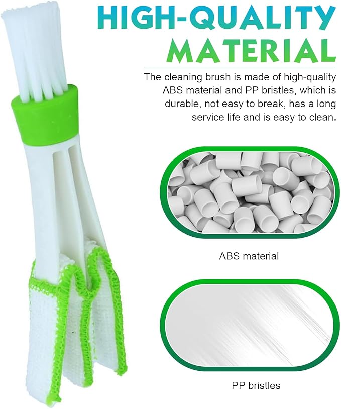 3 PCS Mini Duster for Car Air Vent, Dual-ended 3 Arm Microfiber & Soft Brush Head, Portable Washable Cleaning Tool, for Air Conditioning Vent & Fan & Keyboard & Blind (Green)