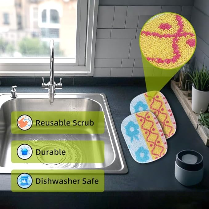 Amarelle Scrub,Eco-Friendly Reusable Dish Scrubbers for Washing Dishes,Soft Safe and Non-Scratch Scrubber, Durable Scouring Pad for Kitchen and Household Cleaning (Royal Bazaar, 5-Pack)