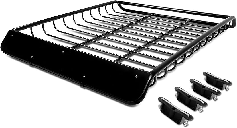 Auto Dynasty Roof Rack Cargo Carrier Basket Fits Vehicles with Crossbars, Universal Mild Steel Car Top Luggage Holder fo