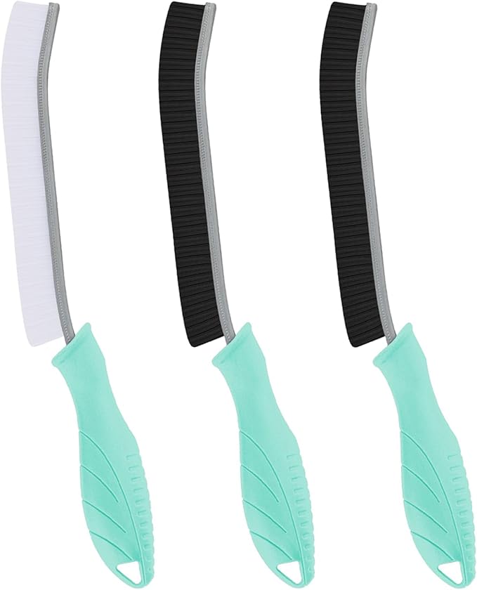TQRR Hard Bristle Crevice Cleaning Brush-Thin Gap Scrub Brush, Small Cleaning Brush, Grout Brush, Kitchen Brush, Cleaning Tools for Toilet, Bathroom, Sink, Home, Household, Window (3, Mint)