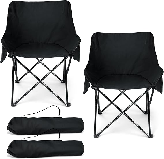 HaSteeL Camping Chair for Adults, Compact Folding Portable Chairs Set with Side Pockets for Outdoors Fishing, Hiking, Ba