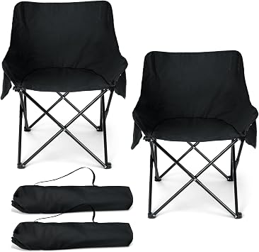 HaSteeL Camping Chair for Adults, Compact Folding Portable Chairs Set with Side Pockets for Outdoors Fishing, Hiking, Ba
