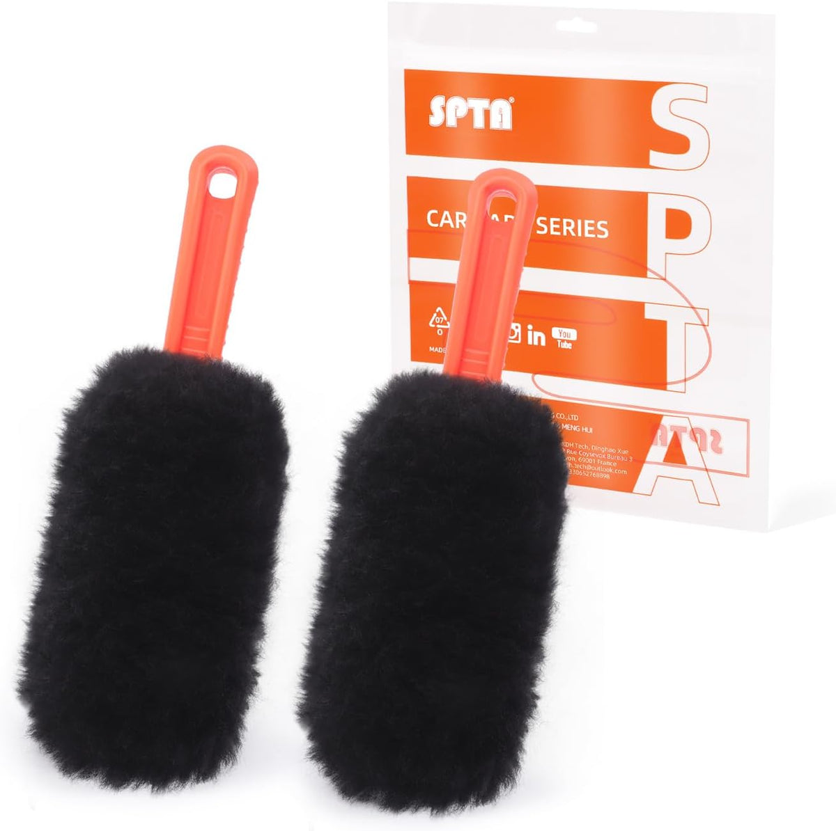 Car Wheel Brush, Wheel and Rim Cleaning Brush, Soft Natural Bristle Detailing Tool for Tires, Exhausts & Delicate Surfaces, Wheel Cleaner Brush to Safely Clean Brake Dust, Grime and Dirt, 2 Pack