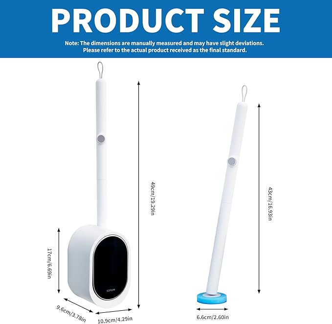 SOPAMI Disposable Toilet Cleaning System - Toilet Wand Kit with 32 High-Performance Refills, Wall Mounted Toilet Brush and Holder for Deep Cleaning Bathroom 32pcs