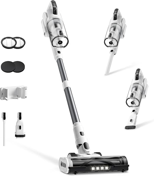 Cordless Vacuum Cleaner, Upgraded 650W 55KPa 70Mins Runtime Stick Vacuum Cordless, Self-Standing Lightweight Vacuum Clea