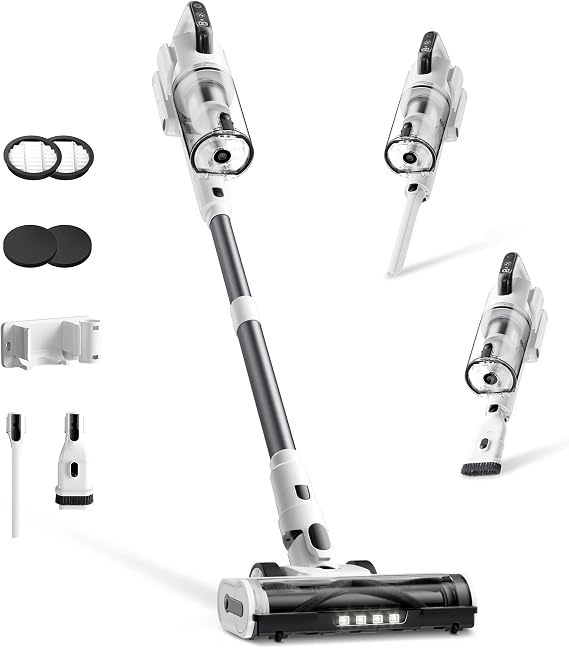 Cordless Vacuum Cleaner, Upgraded 650W 55KPa 70Mins Runtime Stick Vacuum Cordless, Self-Standing Lightweight Vacuum Clea