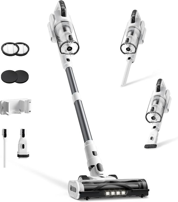 Cordless Vacuum Cleaner, Upgraded 650W 55KPa 70Mins Runtime Stick Vacuum Cordless, Self-Standing Lightweight Vacuum Clea