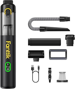 Fanttik V8 Mate Upgraded Cordless Car Vacuum, Portable Mini Vacuum with 13000pa Suction Power, 2 Suction Modes, Type-C C