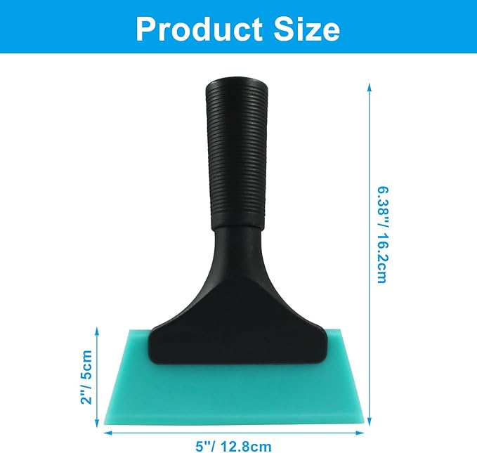 Hordion 2 Pcs Small Squeegee 5 Inch, Rubber Blade Window Tint Squeegee Mini Wiper for Car Windshield Mirror Shower Auto Cleaning, Light Blue