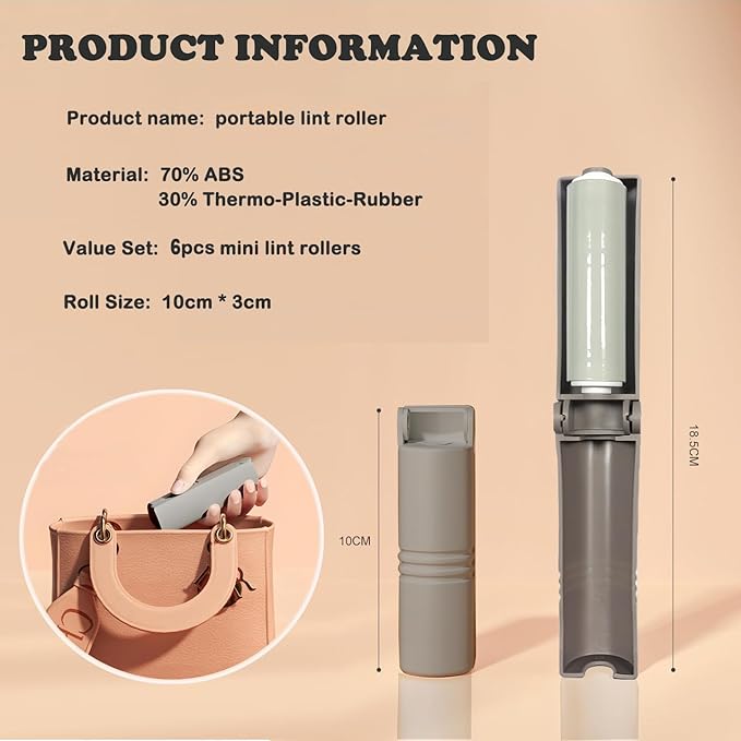 Mini Reusable Lint Roller for Travel, 6 Pack Washable Foldable Lint Remover with Sticky Gel, Portable, Compact and Easy to Clean for Clothes and Luggage Use