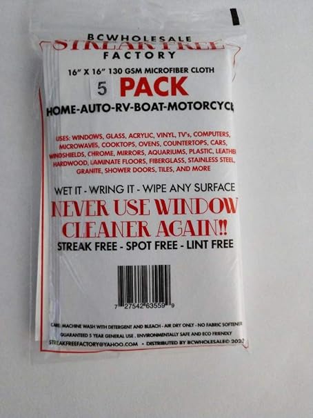 Microfiber Cleaning Cloth 16 x 16 inch White (5)
