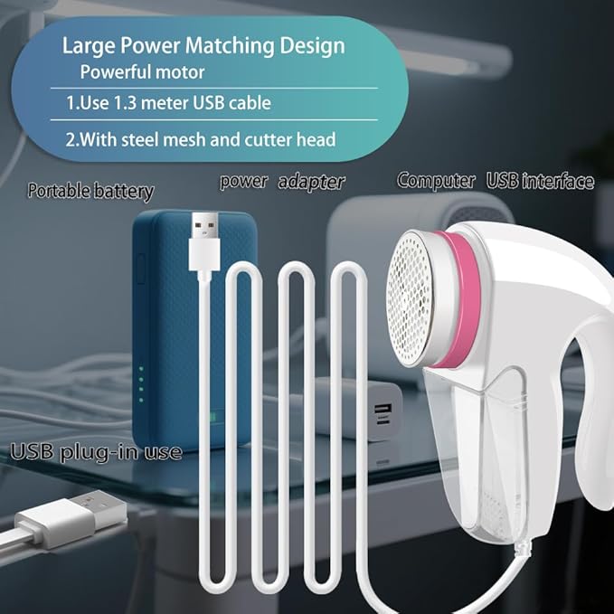 Fabric Shaver for Furniture,Sweater Shaver,Electric Lint Remover for Clothes,Fabric Pilling Remover,4 Cutter Heads, 5W of High-Power, Plug and Play, Say Goodbye to Charging and Waiting