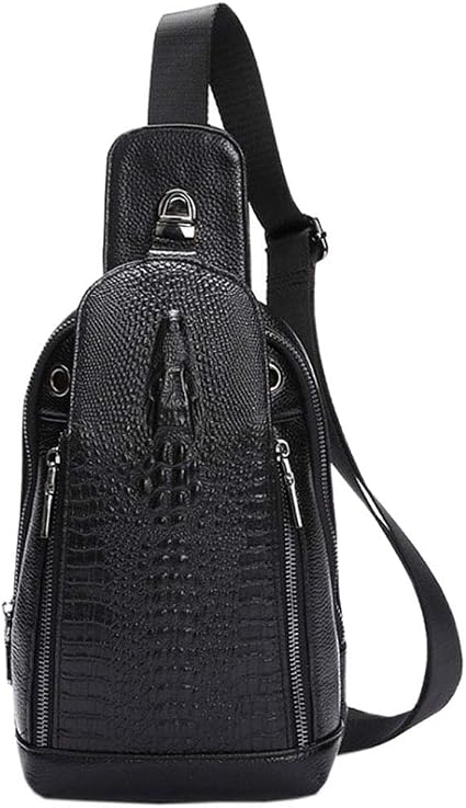 Hebetag Crocodile Genuine Leather Sling Chest Bag for Men&Women Travel Outdoor Hunting Hiking Camping Crossbody Shoulder