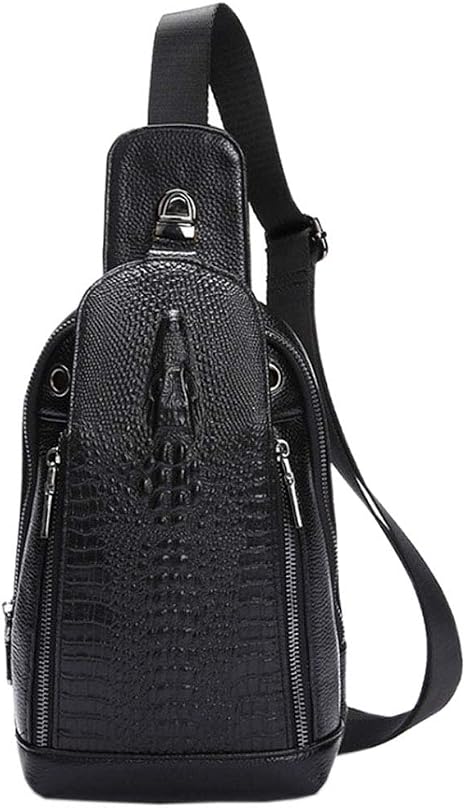 Hebetag Crocodile Genuine Leather Sling Chest Bag for Men&Women Travel Outdoor Hunting Hiking Camping Crossbody Shoulder