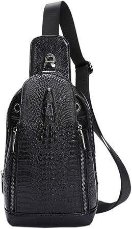 Hebetag Crocodile Genuine Leather Sling Chest Bag for Men&Women Travel Outdoor Hunting Hiking Camping Crossbody Shoulder