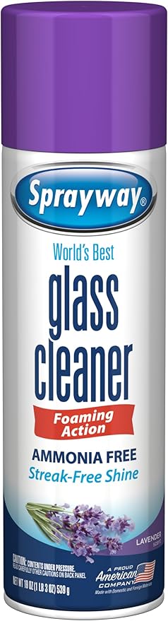 Sprayway Glass Cleaner Lavender Scent Foaming Aerosol Spray, 19oz, Pack of 6 | Ammonia-Free, Streakless, Fast-Acting | Cleans & Polishes Glass Surfaces | Removes Fingerprints, Dust, Dirt, Smoke Film