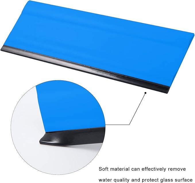 FOSHIO 6 Inch Rubber Squeegee for Kitchens, Glass, Shower and Car Windows, Film Installation Vinyl Scraper Tint Squeegee, Windshield Glass Cleaning Tool, Pack of 3 (Blue)