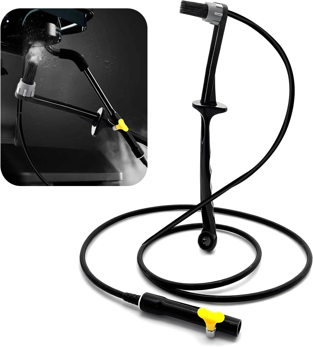 Espresso Machine Cleaning Brush with 36 Inch Silicone Hose Steam Wand Tool