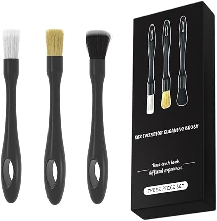 1 Pack 3 Pcs Car Detailing Brush,8.66 * 0.95in Automotive Brushes- Washing & Cleaning Air Vent for Wheels, Suitable for 