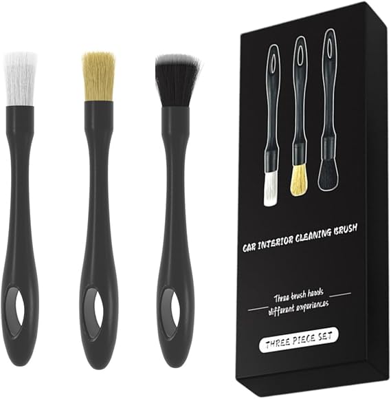 1 Pack 3 Pcs Car Detailing Brush,8.66 * 0.95in Automotive Brushes- Washing & Cleaning Air Vent for Wheels, Suitable for 
