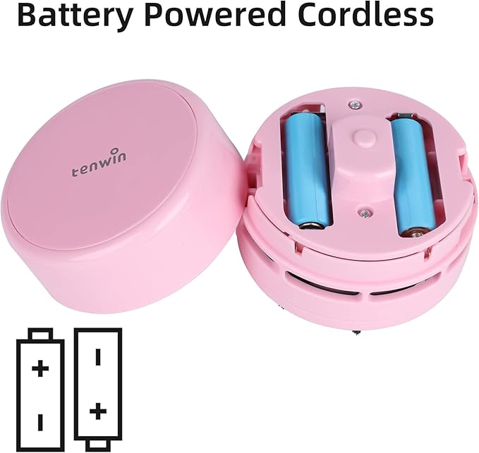tenwin Mini Vacuum Cleaner, Portable Desktop Vacuum Cordless, Handheld Dust Sweeper Battery Operated, Low Noise and Strong Suction for Home/Office/School/Car/Keyboard(Battery not Include)