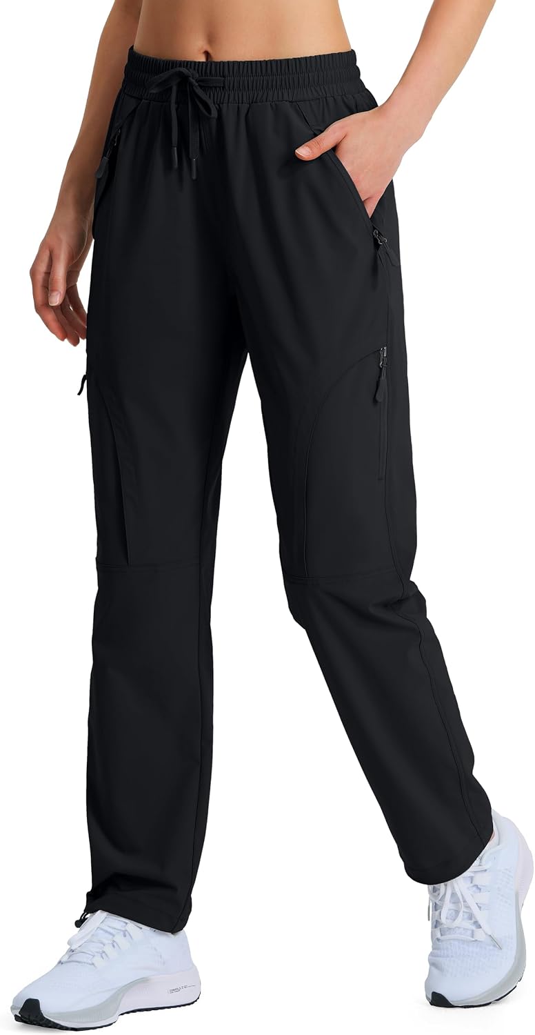 Women's Lightweight Hiking Cargo Safari Pants with Zipper Pockets