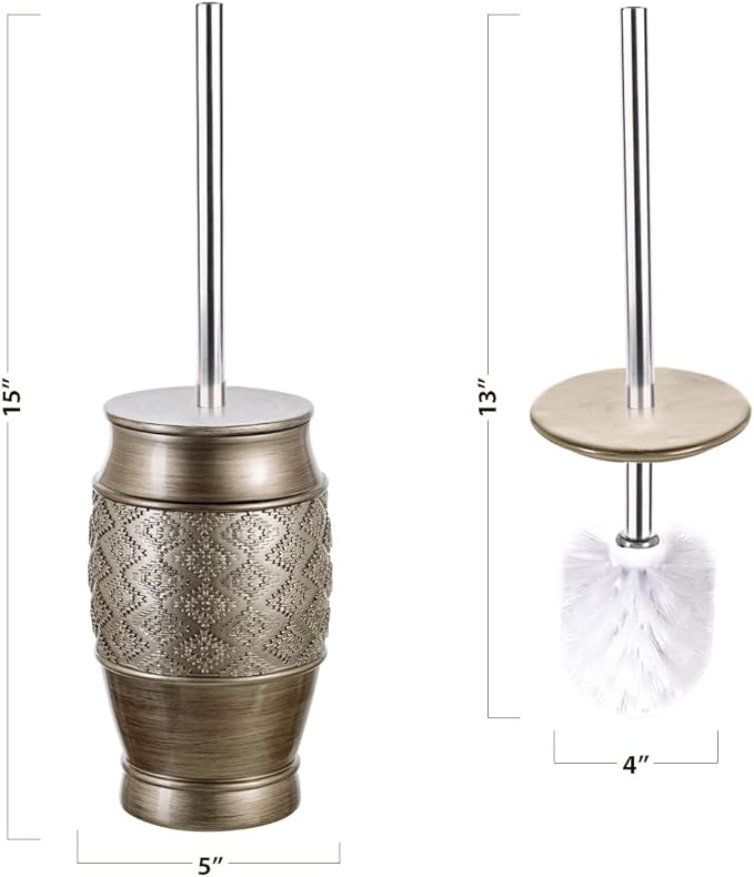 Creative Scents Dublin Silver Toilet Brush Set - Toilet Bowl Cleaner Brush and Holder - Decorative Bathroom Cleaner Brush - Space Saving Design Toilet Bowl Scrubber