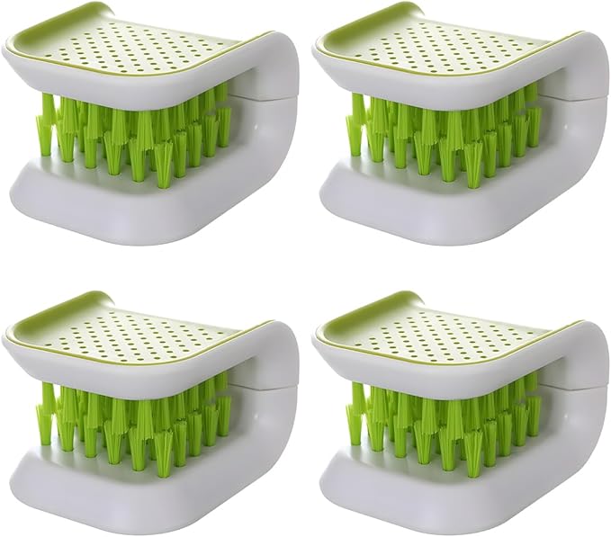 KVAEY Car Seat Belt Cleaning Brush, U-Shaped Auto Interior Washing Brush with Double-Sided Bristles, Closeable Safety Belt Bristle Scrubber Cutlery Cleaner Brush for Car Home (4 PCS)