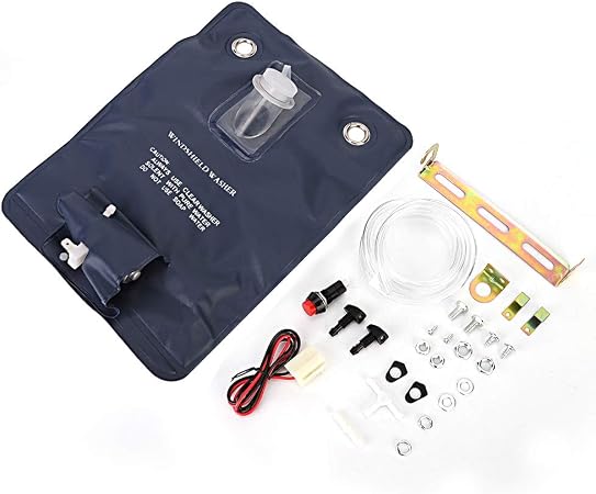Mounting Clip, Universal Windscreen Washer Pump,12V Windscreen Washer Bottle With Bottle Bag Kit Fit For Classic Car 151